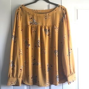 Loft Floral Print Blouse with Shoulder Detail